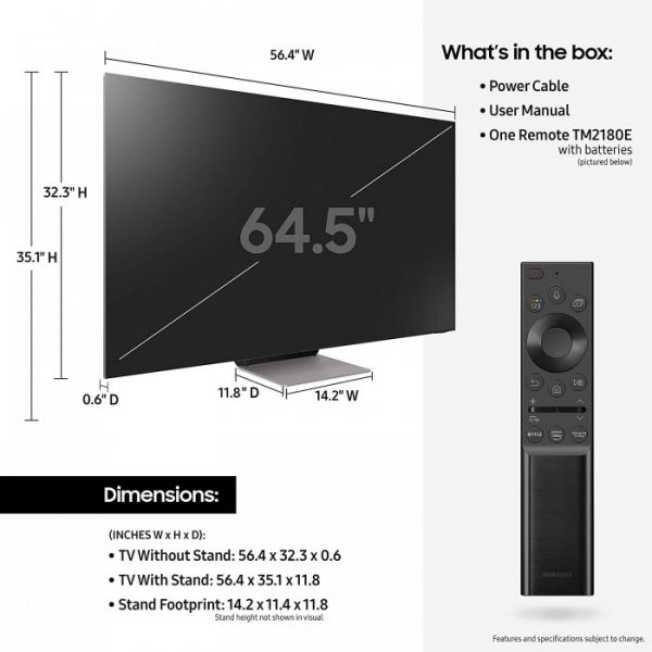 QN65QN900AFXZA SAMSUNG 65-Inch Class Neo QLED 8K QN900A Series – 8K UHD Quantum HDR 64x Smart TV With Alexa Built-In (QN65QN900AFXZA, 2021 Model) - Image 2