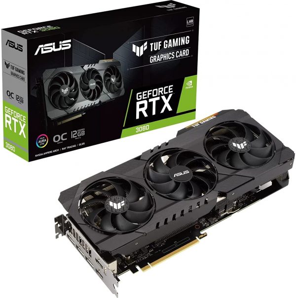 ASUS TUF Gaming NVIDIA GeForce RTX 3080 OC Edition Graphics Card (PCIe 4.0, 12GB GDDR6X, LHR, HDMI 2.1, DisplayPort 1.4a, Dual Ball Fan Bearings, Military-grade Certification, GPU Tweak)